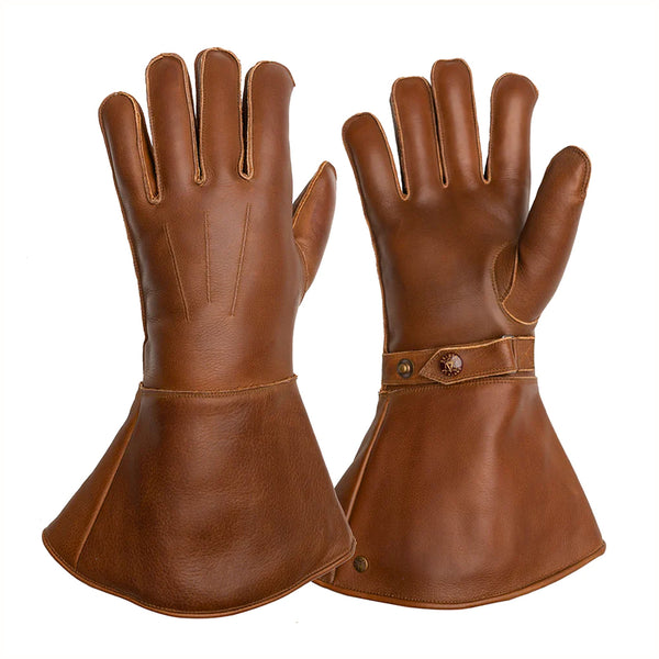 Merino Wool Lined Gauntlet - Waxed Brown - Idle Torque